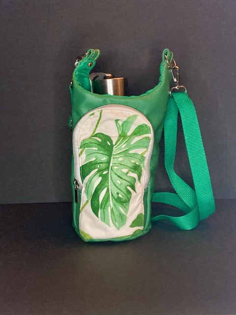 Monstera Print Bottle Holder: Bringing nature to your daily commute with our signature Monstera leaf design, as featured in