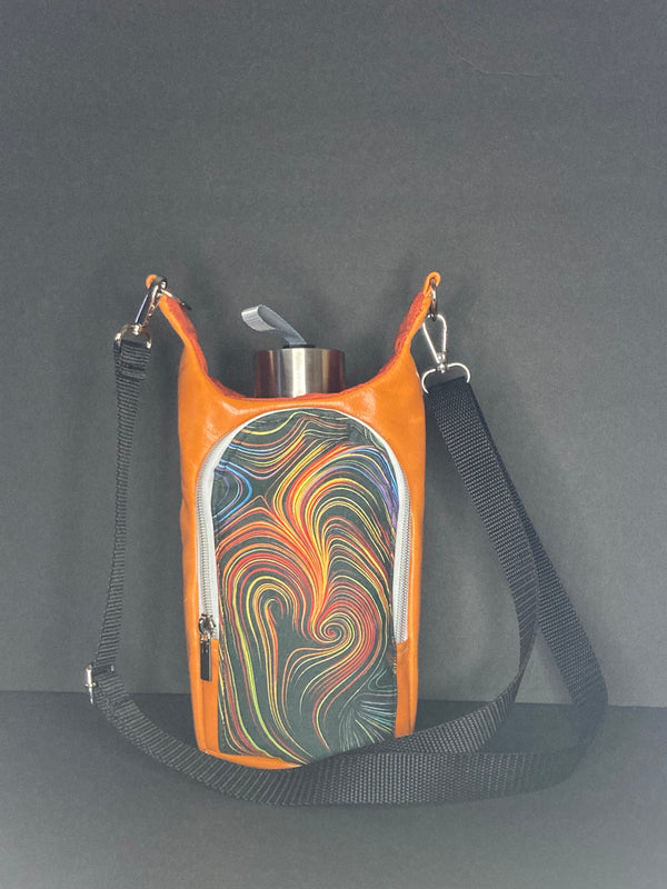 Orange & Graphic Bottle Holder: Stand out from the crowd with our unique, artistic bottle sleeve designs.